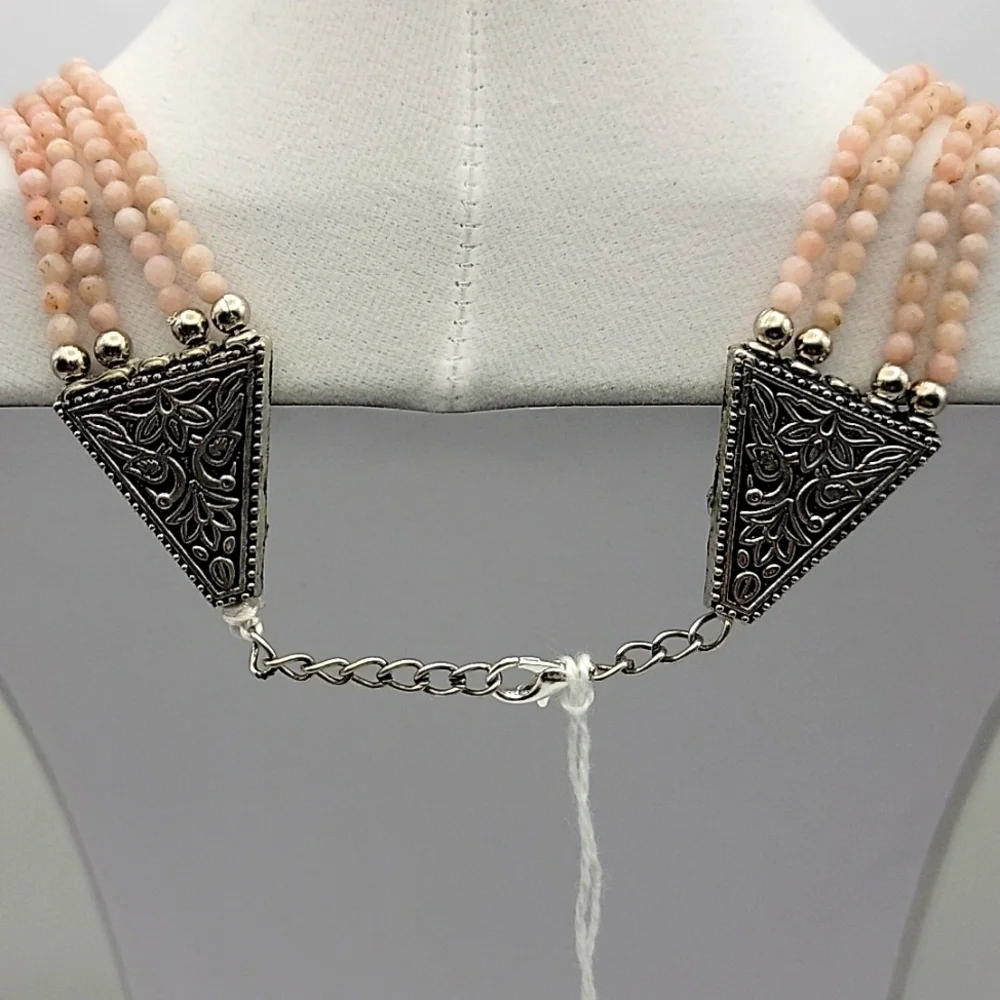 161 Cts Natural Pink Australian Opal 4 Strand Faceted Beaded Necklace Gemstone